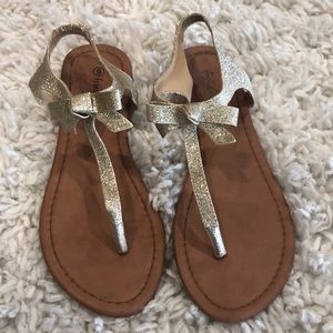 Gold Glitter Bow Sandals